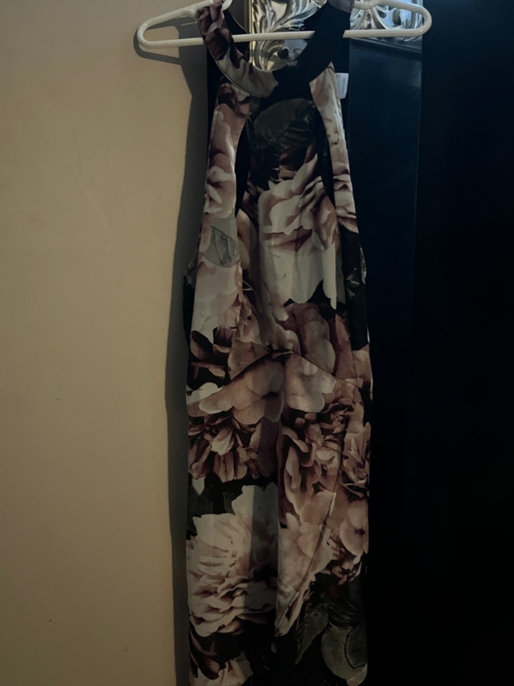 VENUS Floral Halter Maxi Dress in Black and Blush - Picture 3 of 4